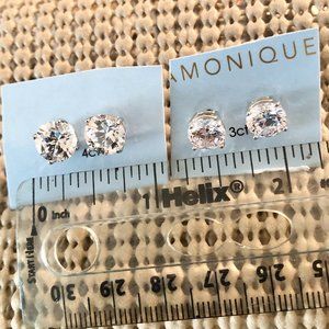 Diamonique Stud Earrings Sterling SIlver 925